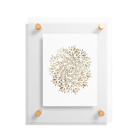 Elenor DG Old Gold Leaves Mandala Floating Acrylic Print