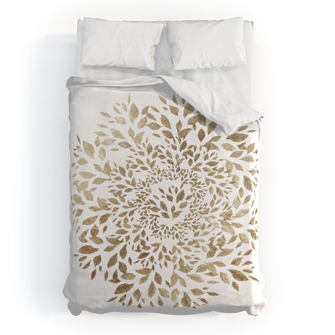 Elenor DG Old Gold Leaves Mandala Duvet Cover