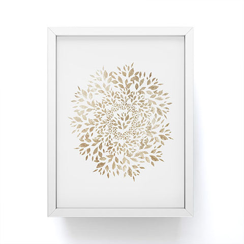 Elenor DG Old Gold Leaves Mandala Framed Mini Art Print