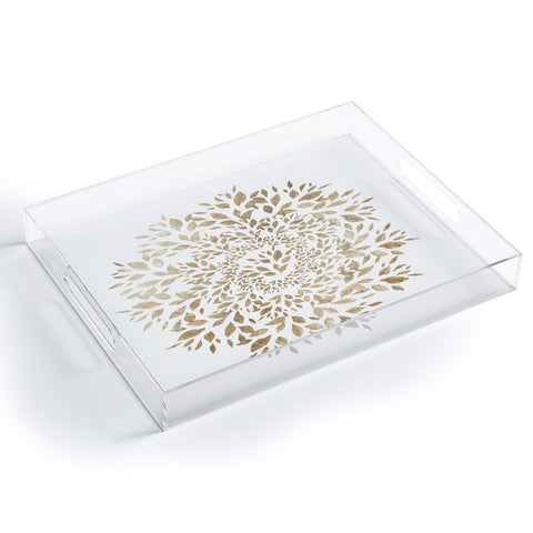 Elenor DG Old Gold Leaves Mandala Acrylic Tray