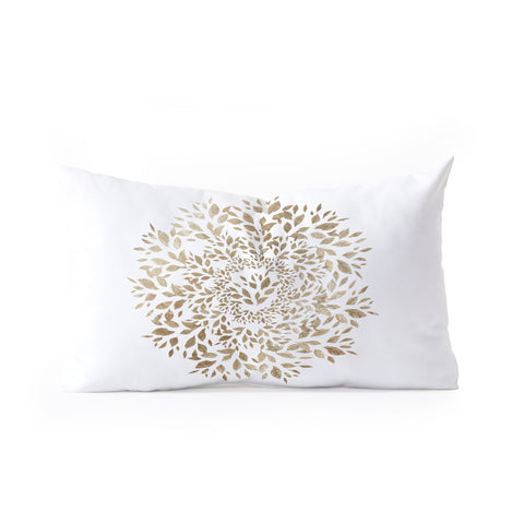 Elenor DG Old Gold Leaves Mandala Oblong Throw Pillow