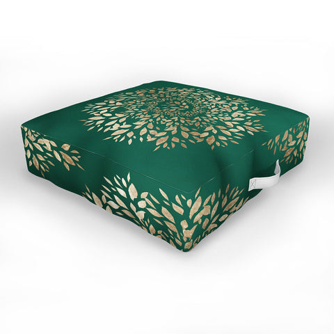 Elenor DG Old Gold Leaves Mandala Outdoor Floor Cushion