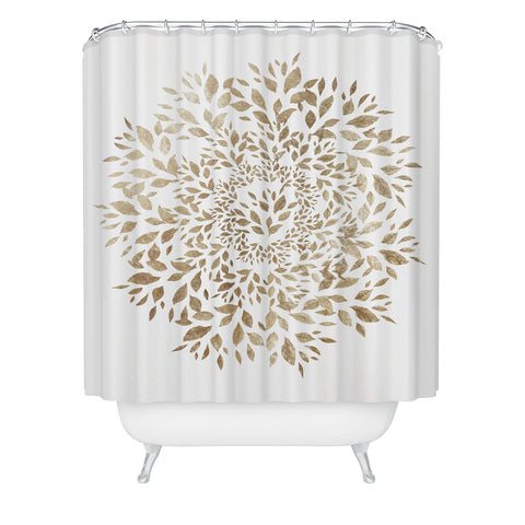 Elenor DG Old Gold Leaves Mandala Shower Curtain