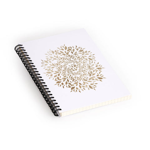 Elenor DG Old Gold Leaves Mandala Spiral Notebook