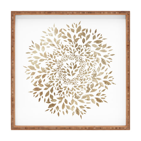 Elenor DG Old Gold Leaves Mandala Square Tray