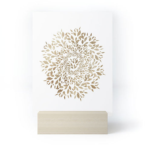 Elenor DG Old Gold Leaves Mandala Mini Art Print