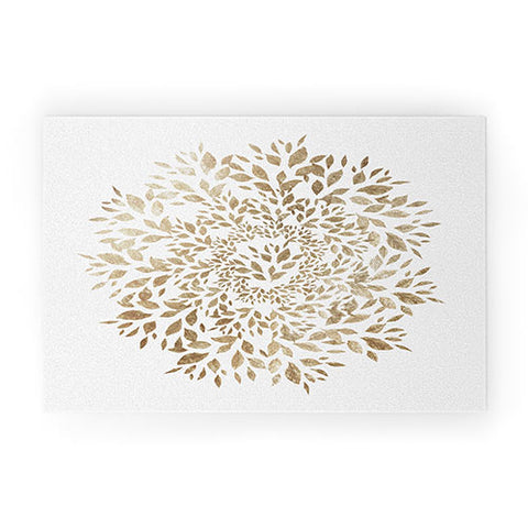 Elenor DG Old Gold Leaves Mandala Welcome Mat