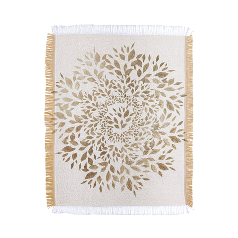 Elenor DG Old Gold Leaves Mandala Throw Blanket