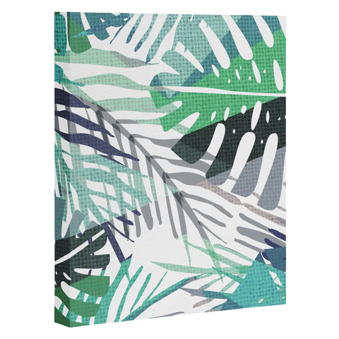 Elenor DG Palm Leaves Aqua Art Canvas