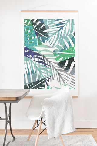 Elenor DG Palm Leaves Aqua Art Print And Hanger
