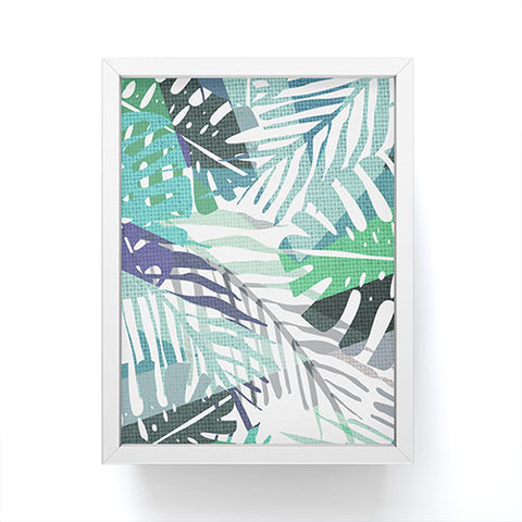 Elenor DG Palm Leaves Aqua Framed Mini Art Print