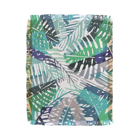 Elenor DG Palm Leaves Aqua Throw Blanket