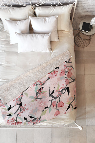 Elenor DG Pink Floral Mystery Fleece Throw Blanket