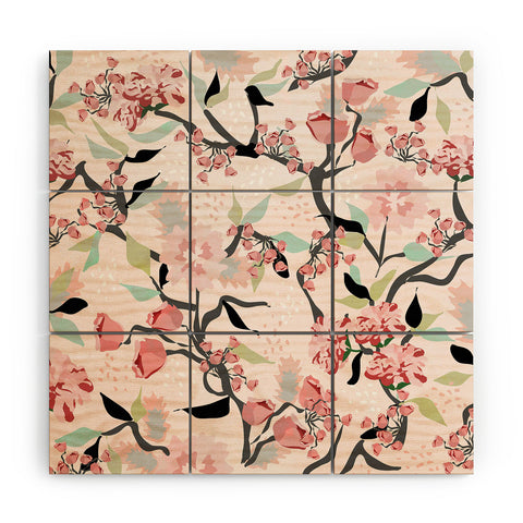 Elenor DG Pink Floral Mystery Wood Wall Mural