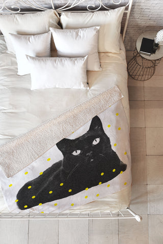 Elisabeth Fredriksson A Black Cat Fleece Throw Blanket