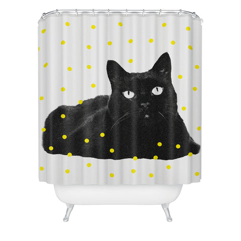 Elisabeth Fredriksson A Black Cat Shower Curtain