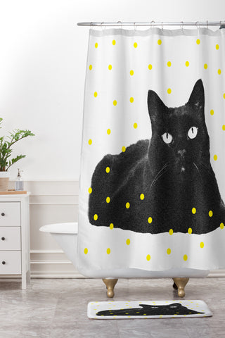 Elisabeth Fredriksson A Black Cat Shower Curtain And Mat