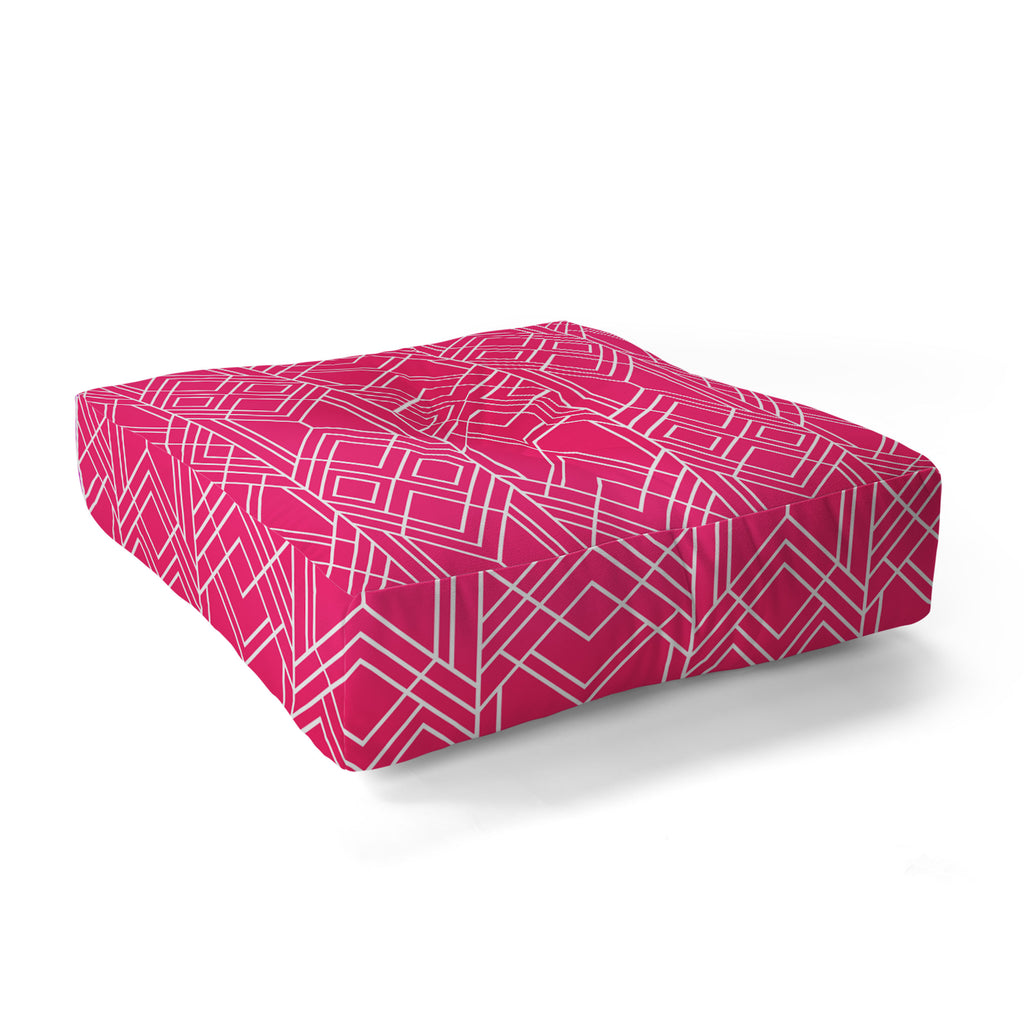 Art Deco Hot Pink Floor Pillow Square Elisabeth Fredriksson