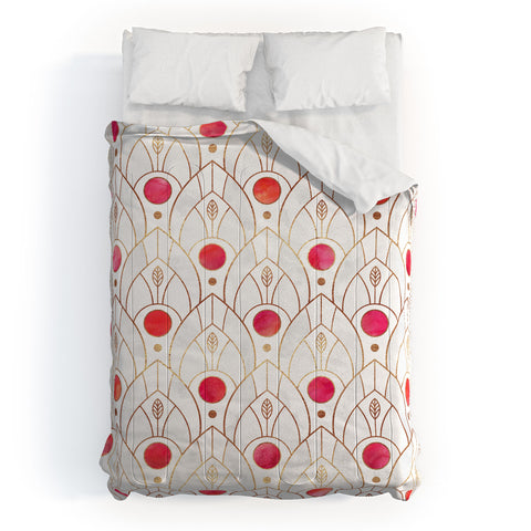 Elisabeth Fredriksson Art Deco Leaves Pink Comforter