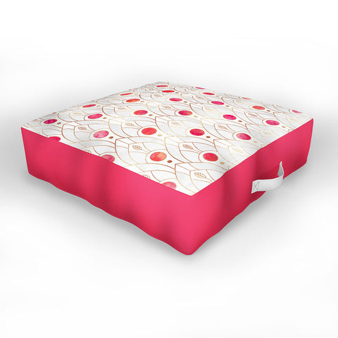 Elisabeth Fredriksson Art Deco Leaves Pink Outdoor Floor Cushion