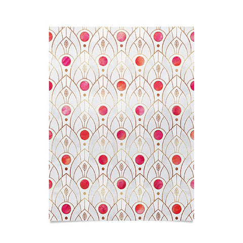 Elisabeth Fredriksson Art Deco Leaves Pink Poster