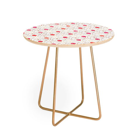 Elisabeth Fredriksson Art Deco Leaves Pink Round Side Table