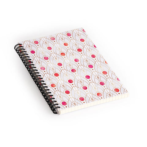 Elisabeth Fredriksson Art Deco Leaves Pink Spiral Notebook
