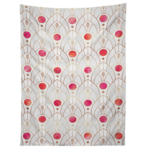 Elisabeth Fredriksson Art Deco Leaves Pink Tapestry