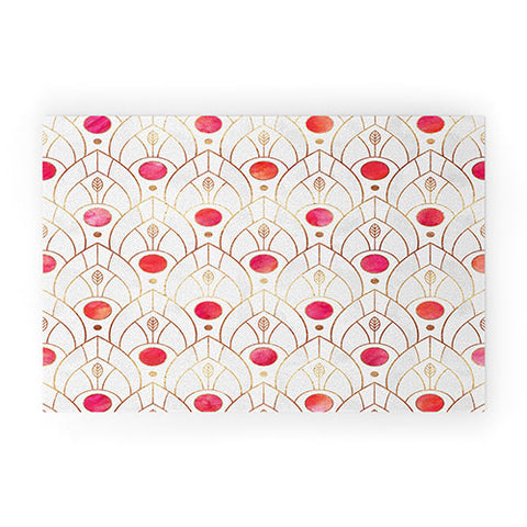 Elisabeth Fredriksson Art Deco Leaves Pink Welcome Mat