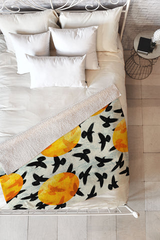 Elisabeth Fredriksson Birds I Fleece Throw Blanket