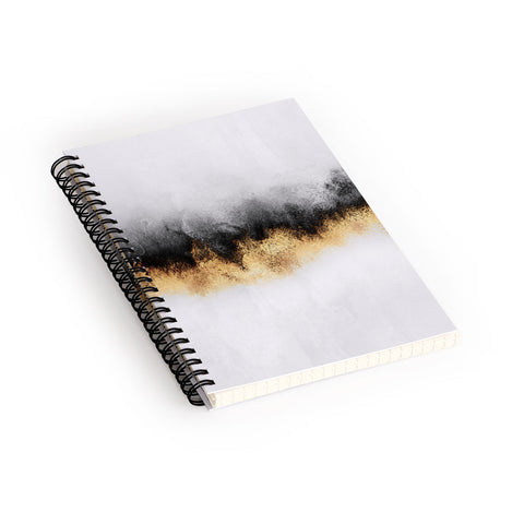 Elisabeth Fredriksson Black And Gold Sky Spiral Notebook