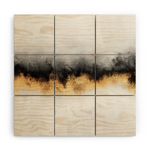 Elisabeth Fredriksson Black And Gold Sky Wood Wall Mural