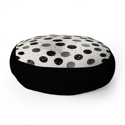 Elisabeth Fredriksson Black Dots and Confetti Floor Pillow Round