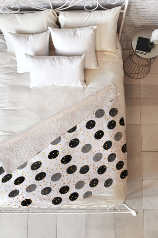 Elisabeth Fredriksson Black Dots and Confetti Fleece Throw Blanket