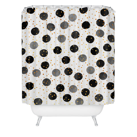 Elisabeth Fredriksson Black Dots and Confetti Shower Curtain