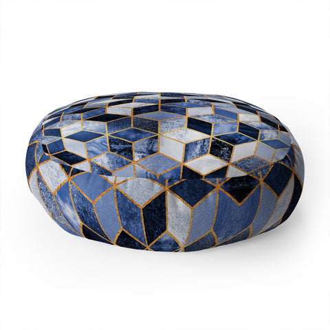 Elisabeth Fredriksson Blue Cubes Floor Pillow Round