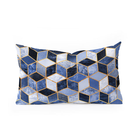 Elisabeth Fredriksson Blue Cubes Oblong Throw Pillow