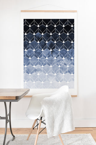 Elisabeth Fredriksson Blue Hexagons And Diamonds Art Print And Hanger