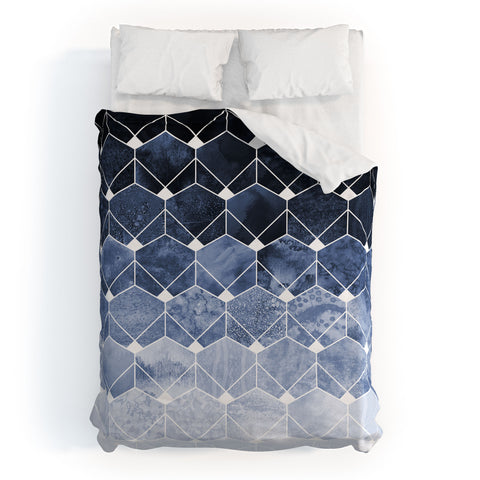 Elisabeth Fredriksson Blue Hexagons And Diamonds Duvet Cover