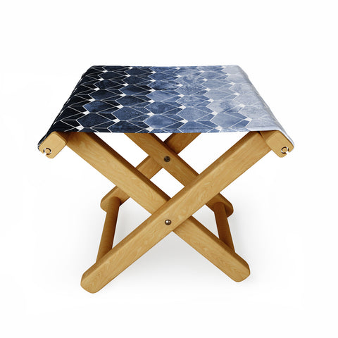 Elisabeth Fredriksson Blue Hexagons And Diamonds Folding Stool