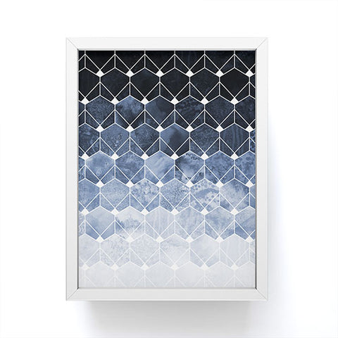 Elisabeth Fredriksson Blue Hexagons And Diamonds Framed Mini Art Print