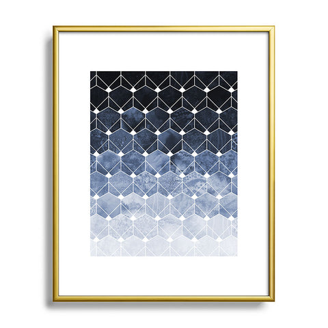 Elisabeth Fredriksson Blue Hexagons And Diamonds Metal Framed Art Print