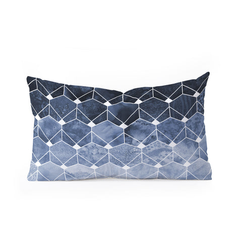 Elisabeth Fredriksson Blue Hexagons And Diamonds Oblong Throw Pillow