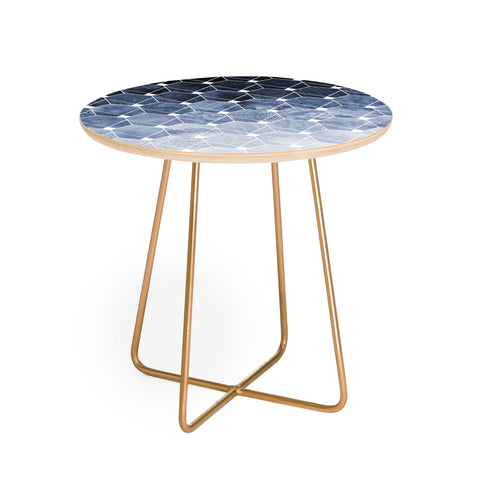 Elisabeth Fredriksson Blue Hexagons And Diamonds Round Side Table