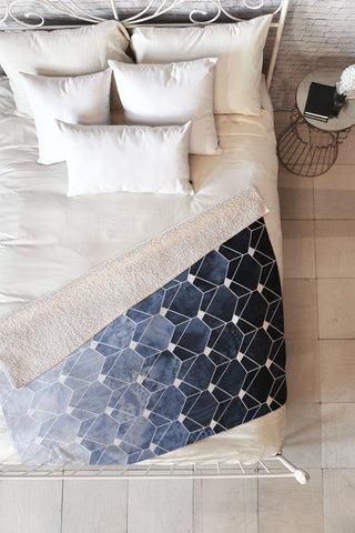 Elisabeth Fredriksson Blue Hexagons And Diamonds Fleece Throw Blanket