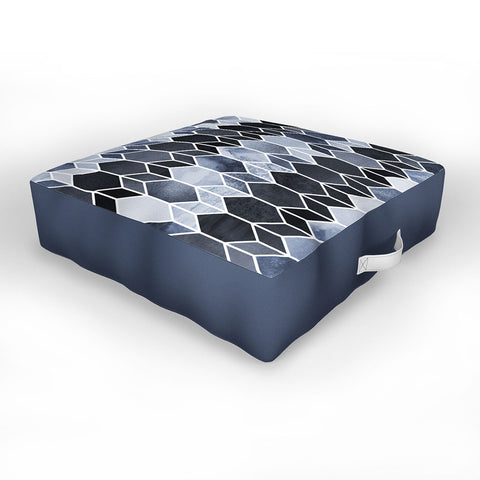 Elisabeth Fredriksson Blue Stained Glass Outdoor Floor Cushion