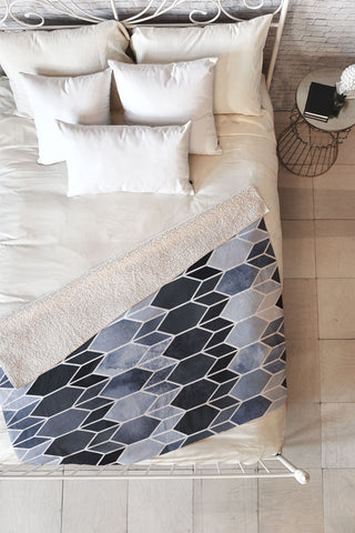 Elisabeth Fredriksson Blue Stained Glass Fleece Throw Blanket