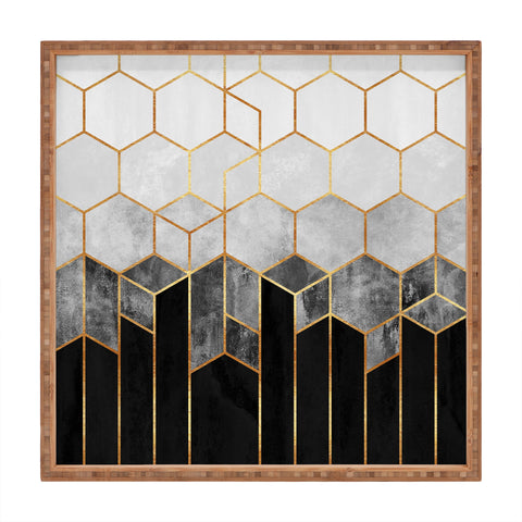 Elisabeth Fredriksson Charcoal Hexagons Square Tray
