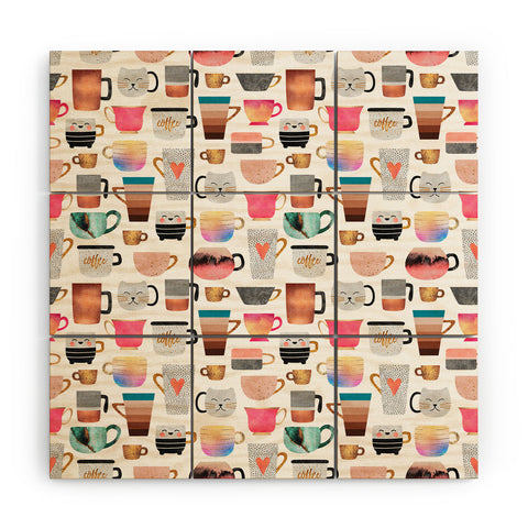 Elisabeth Fredriksson Coffee Cup Collection Wood Wall Mural