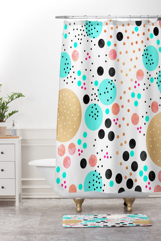 Elisabeth Fredriksson Colorful Champagne Shower Curtain And Mat
